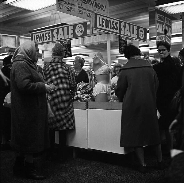 January sales at Lewiss Department store in Manchester. 2nd January 1962