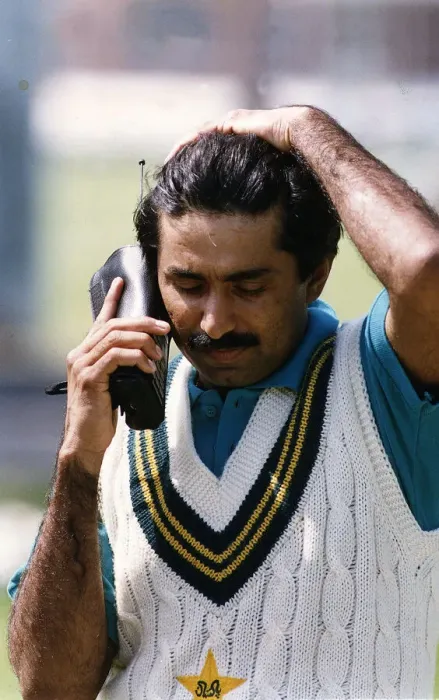 Framed Print : Javed Miandad Pakistan Cricket Captain On The Phone Before The Match Dbase Framed Print : Javed Miandad Pakistan Cricket Captain On The Phone Before The Match Dbase