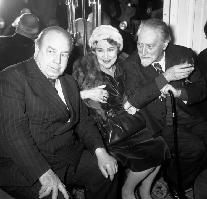 Framed Print : JB Priestley author and broadcaster (left) seen here enjoying a drink with Compton