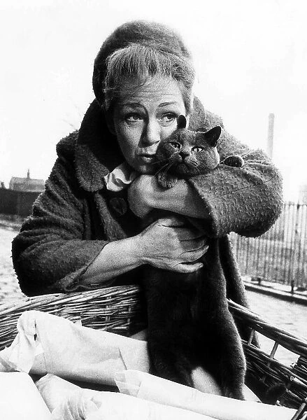 Jean Kent Actress with Tiger the Cat. Jan 1969