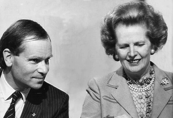 Jeffrey Archer and Margaret Thatcher smiling at Tory party conference - October 1986