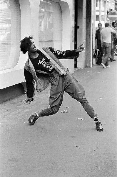 Jeffrey Daniel from pop group Shalamar, in London, showing his dance moves