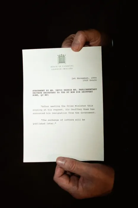 Framed Print : Jeffrey Heard MP holds a notice from the House of Commons regarding the resignation of Framed Print : Jeffrey Heard MP holds a notice from the House of Commons regarding the resignation of