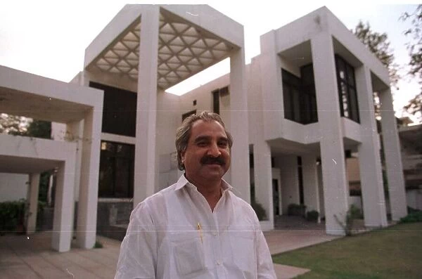 Jehangir Monnoo multi millionaire standing outside his mansion in Lahore where Princess