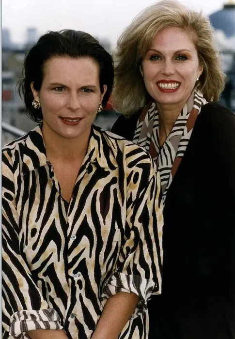 Framed Print : Jennifer Saunders Comedian Actress with Joanna Lumley Actress stars of the BBC comedy TV