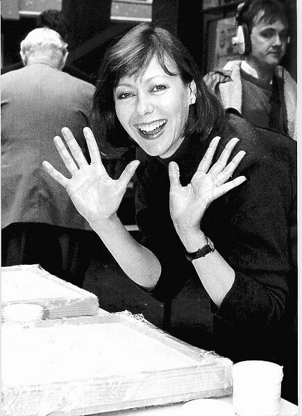 Jenny Agutter actress leaving hand prints for a monument