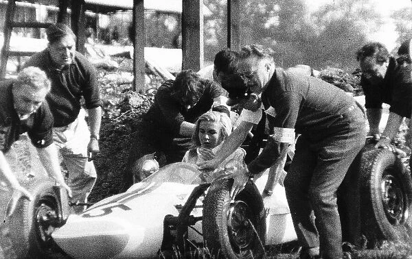 Jenny Nadin crashes her Formula Vee at Mallory Park 1968 She escaped with minor