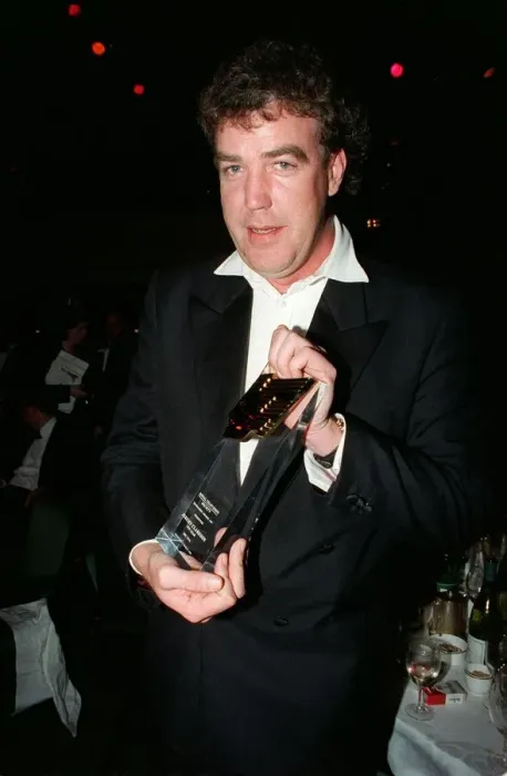 Framed Print : Jeremy Clarkson TV Presenter March 98 Holding award for best tv car show
