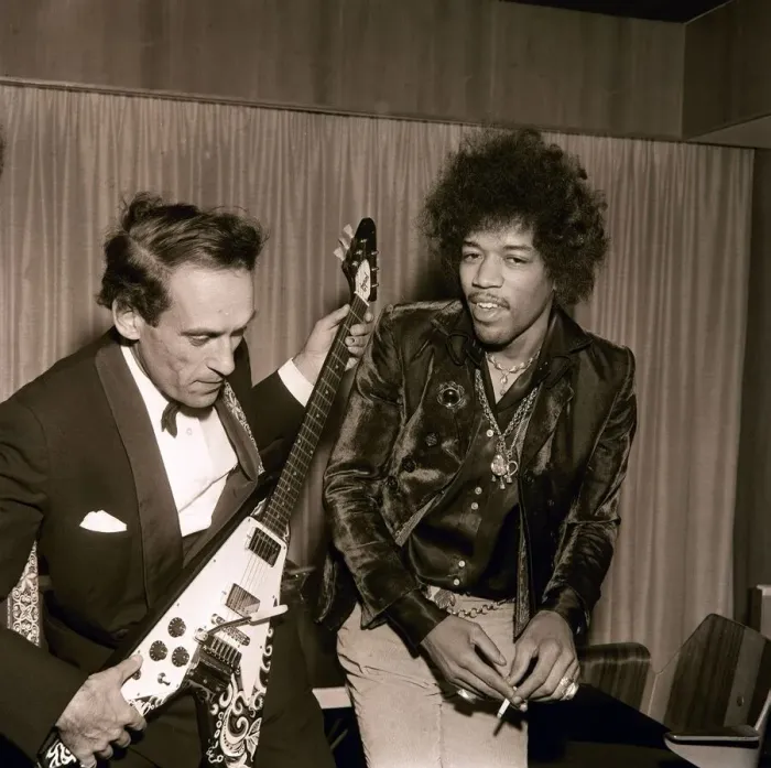 Framed Print : Jeremy Thorpe with Jimi Hendrix after concert by The Jimi Hendrix Experience at the Royal Framed Print : Jeremy Thorpe with Jimi Hendrix after concert by The Jimi Hendrix Experience at the Royal