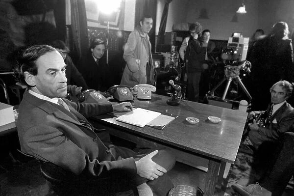 Jeremy Thorpe leader of the liberal party holds a press conference before embarking