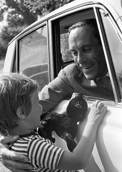 Jeremy Thorpe with his four year old son Rupert, pictured near his cottage near