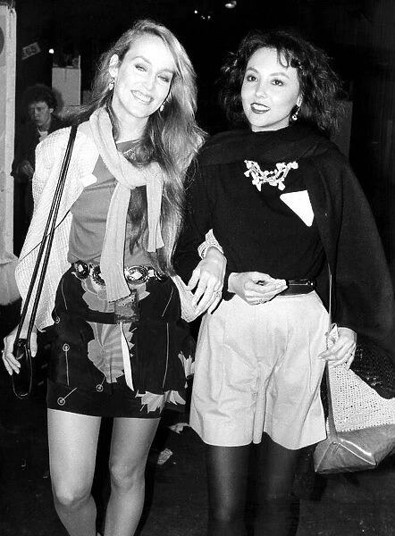 Jerry Hall and Marie Helvin at a Rolling Stones concert June 1982