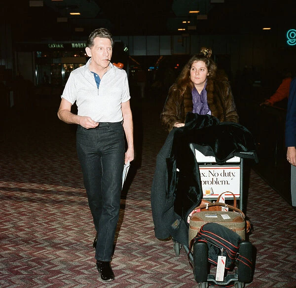 Jerry Lee Lewis at Heathrow Airport. 22nd November 1989