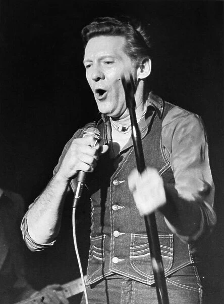 Jerry Lee Lewis, pictured on stage at The Mayfair Ballroom, Newcastle. 13th February 1980