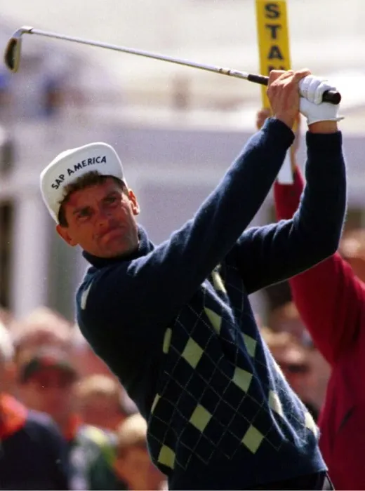 Framed Print : Jesper Parnevik tees of on the first hole during the third round of the Open Golf Framed Print : Jesper Parnevik tees of on the first hole during the third round of the Open Golf