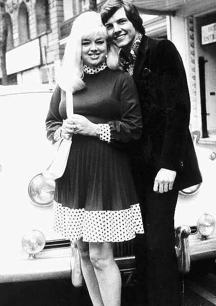 Jess Conrad arrives at the Chichester Festival with Diana Dors in his Rolls Royce