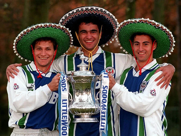 Jesus Seba Roberto Martinez and Isdro Diaz Wigans three new Spanish players posing with