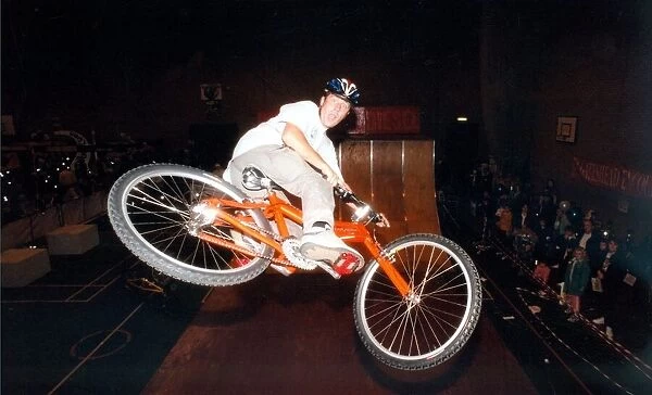Jez Avery performs stunts on a BMX bike