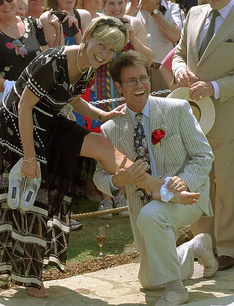 Jill Dando and Sir Cliff Richard - July 1997 Jill Dando TV Presenter cools her feet then