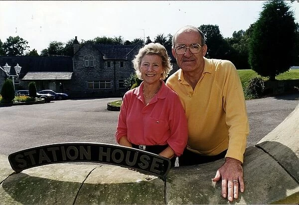 Jim Bowen TV Presenter with wife outside home