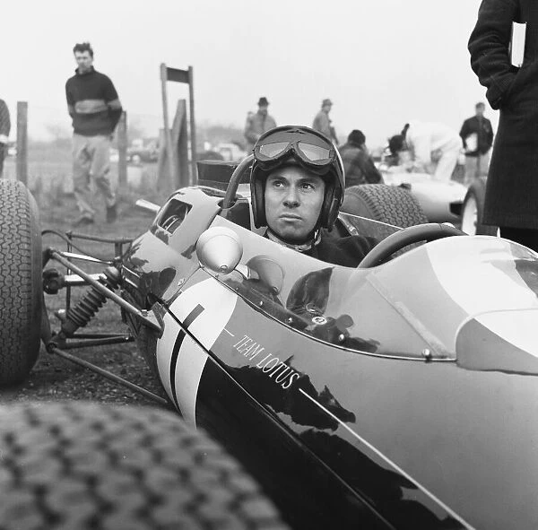 Jim Clark seen here in his Lotus during practise at Snetterton 13th March 1964 *** Local