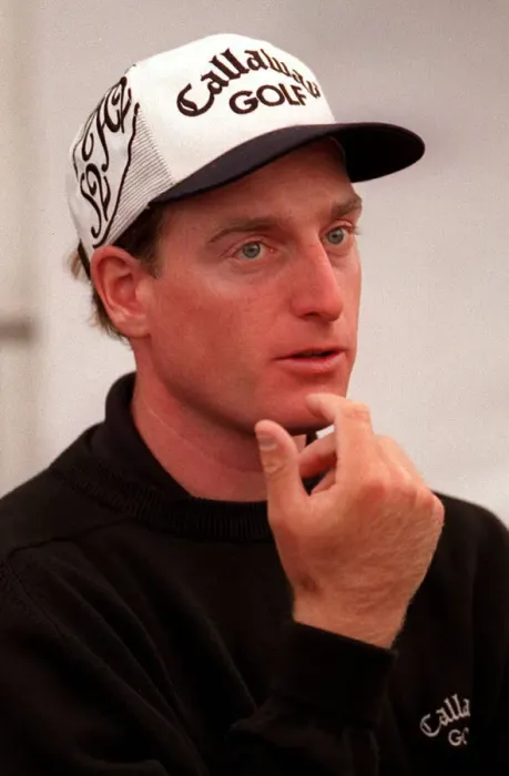 Framed Print : Jim Furyk at the Open Golf Championship Troon July 1997
