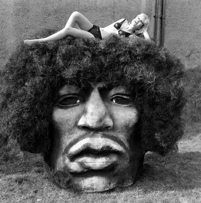 Framed Print : Jimi Hendrix model head. Picture shows Caroline Brown opening a new Jonathan King Framed Print : Jimi Hendrix model head. Picture shows Caroline Brown opening a new Jonathan King