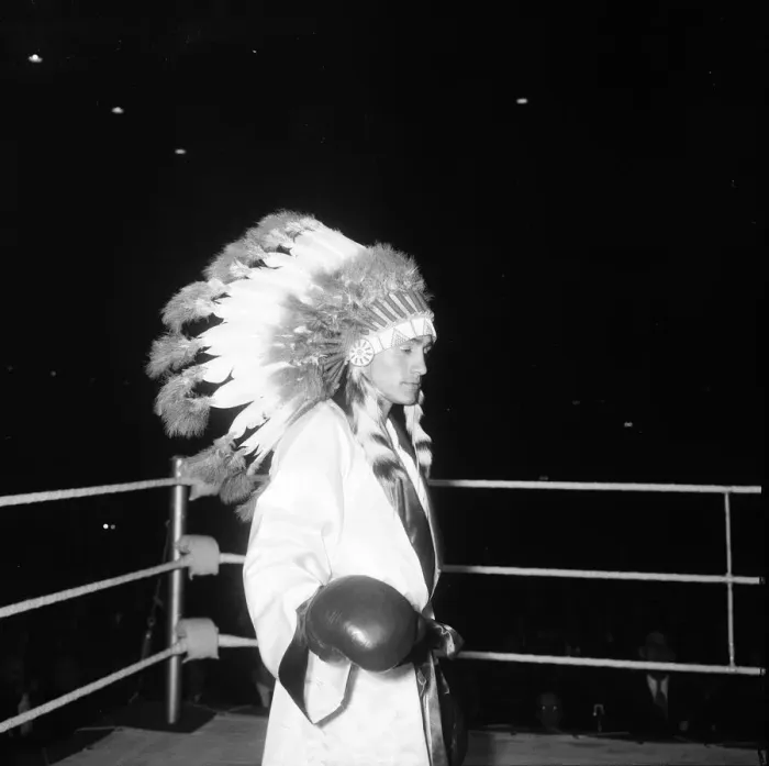 Framed Print : Jimmy Caldwell USA seen here at a Amateur Boxing contest at Wembley against England 2nd