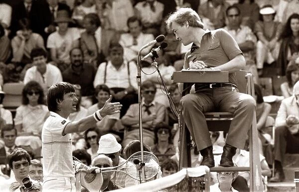 Jimmy Connors Tennis Player talks to the Umpire during his match in the Stella Artois