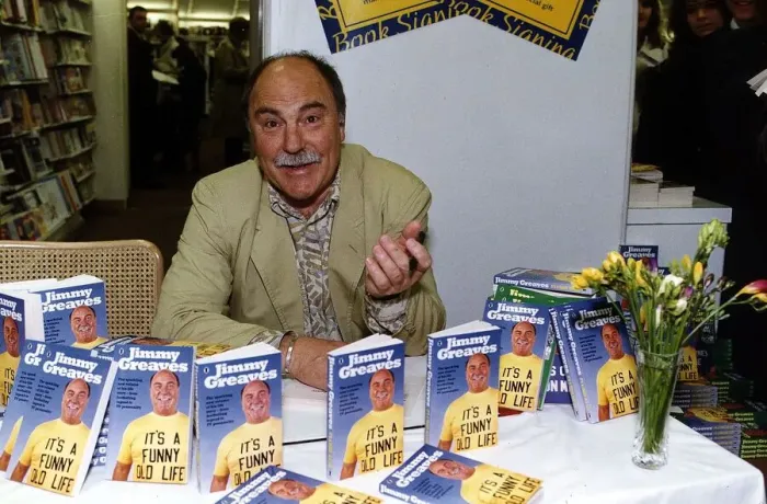 Framed Print : Jimmy Greaves former England footballer signs copies of his book It Framed Print : Jimmy Greaves former England footballer signs copies of his book It