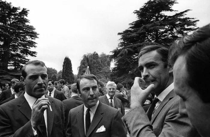 Framed Print : Jimmy Greaves along with members of the England World Cup team meet Sean Connery during a