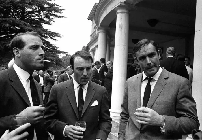 Framed Print : Jimmy Greaves along with members of the England World Cup team meet Sean Connery during a