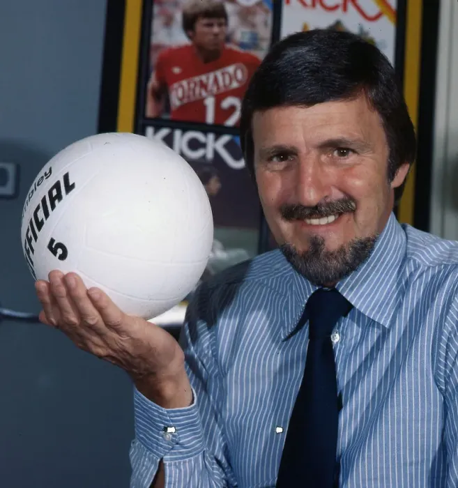 Framed Print : Jimmy Hill former football player 1975 Television presenter holding white number 5