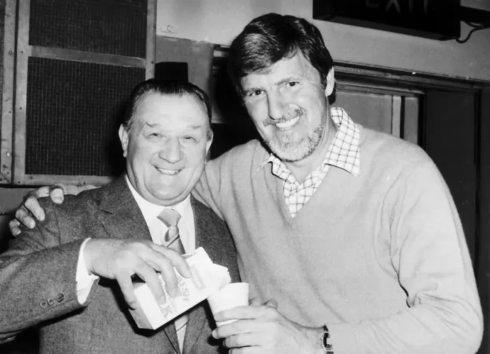 Framed Print : Jimmy Hill March 1983 TV Presenter with Bob Paisley Liverpool Football Manager