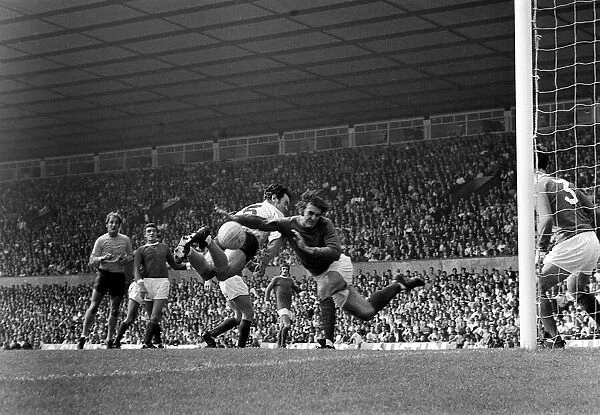 Jimmy Rimmer of Manchester United Diving for the ball