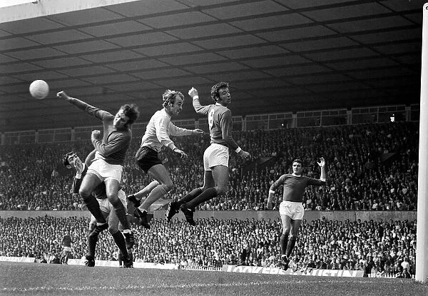 Jimmy Rimmer of Manchester United punches the ball clear