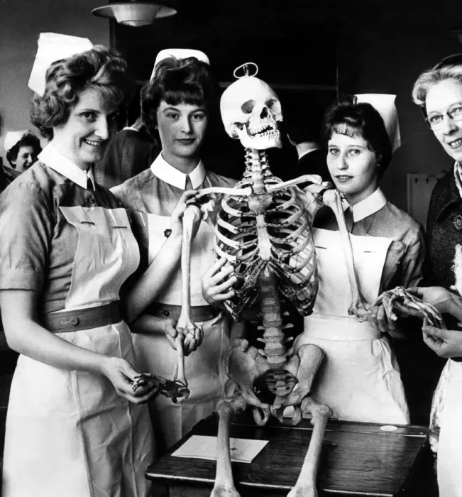 Framed Print : Jimmy, the skeleton, seems delighted to be with company at the opening of the Nurses Framed Print : Jimmy, the skeleton, seems delighted to be with company at the opening of the Nurses