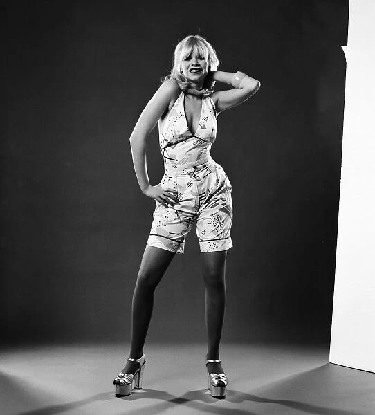 Jo Howard model wearing shorts & halter top outfit, pictured March 1973