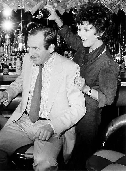 Joan Collins Actress with Actor Leonard Rossiter Drink Advertisement