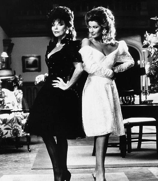 Joan Collins Actress and Stephanie Beacham pose for a 'Dynasty'Picture