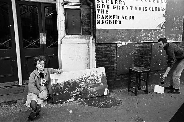 Joan Littlewood outside Theatre Royal Stratford East. 14th March 1967