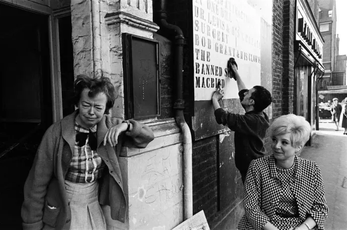 Framed Print : Joan Littlewood outside Theatre Royal Stratford East. 14th March 1967