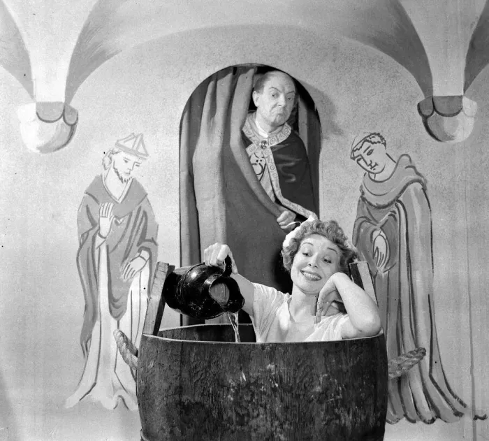 Framed Print : Joan Miller - Lady Godiva takes a bath December 1951