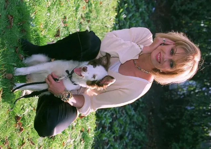 Framed Print : Joanna Lumley Actress opens New Neuter clinic for Dogs she is pictured with dog Tarrot Framed Print : Joanna Lumley Actress opens New Neuter clinic for Dogs she is pictured with dog Tarrot