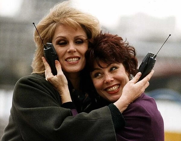 Joanna Lumley actress and Ruby Wax comedian celebrate the launch of a new Cellnet