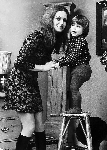 Joanna Lumley Actress with son James aged two, 1969