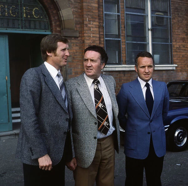Jock Stein Celtic football club manager with Billy McNeill (L) and John Clark (R)