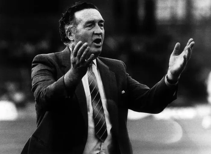 Framed Print : Jock Stein after collapsing on touchline at Cardiffs Ninian Park at the end of the 1-1 Framed Print : Jock Stein after collapsing on touchline at Cardiffs Ninian Park at the end of the 1-1