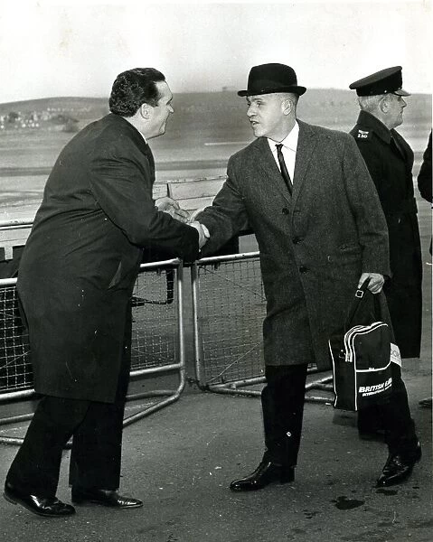 Jock Stein shakes hands with Bill Shankly 1966 Glasgow airport managers meet