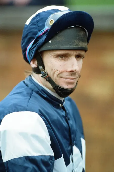 Framed Print : Jockey Peter Scudamore announces his retirement at Ascot. 7th April 1993 Framed Print : Jockey Peter Scudamore announces his retirement at Ascot. 7th April 1993